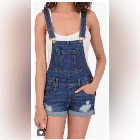 Dollhouse Distressed Overall Jean Shorts Size 5. C1 - Picture 1 of 10